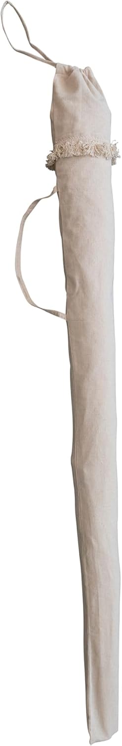 Creative Co-Op Reclaimed Cotton Crocheted and Teakwood Teepee with Mat, Natural