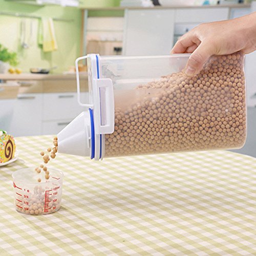 jieGorge Dispensador de cereales de plástico de 2 L, caja de almacenamiento para cocina, alimentos, cereales, arroz, etc jieGorge Dispensador de cereales de plástico de 2 L, caja de almacenamiento para cocina, alimentos, cereales, arroz, etc