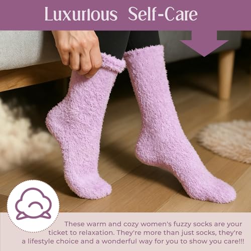 Image of American Trends Coral Fleece Cloud Fuzzy Socks Ultra-Soft Warm Sleep Socks Cozy Unisex Self-Care Gifts Boo Basket Stuffers