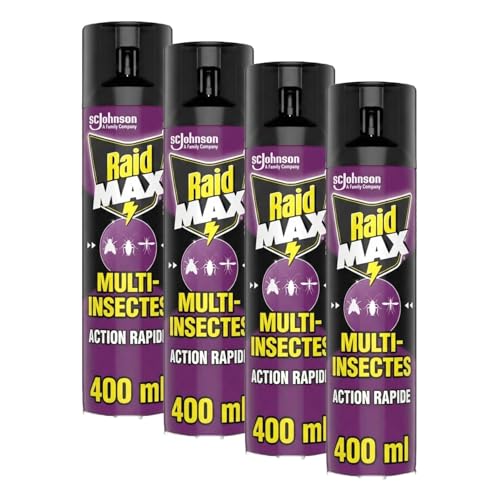 Raid Max Aérosol Multi-Insectes et punaises de lit pack de 4
