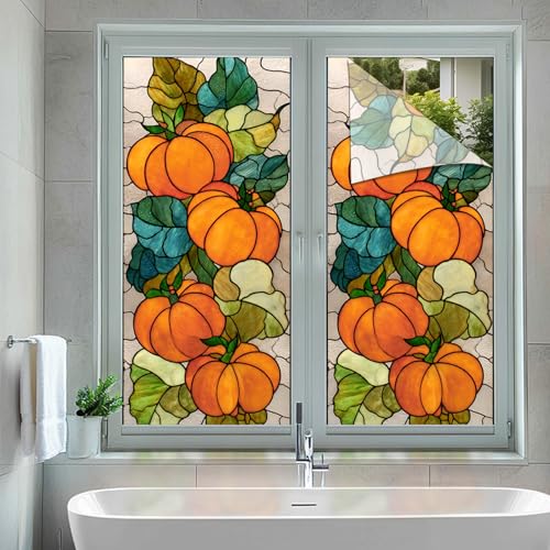 HOMETITUTE Película para ventana con hojas y calabazas 17.7x39.3 in miniatura 5