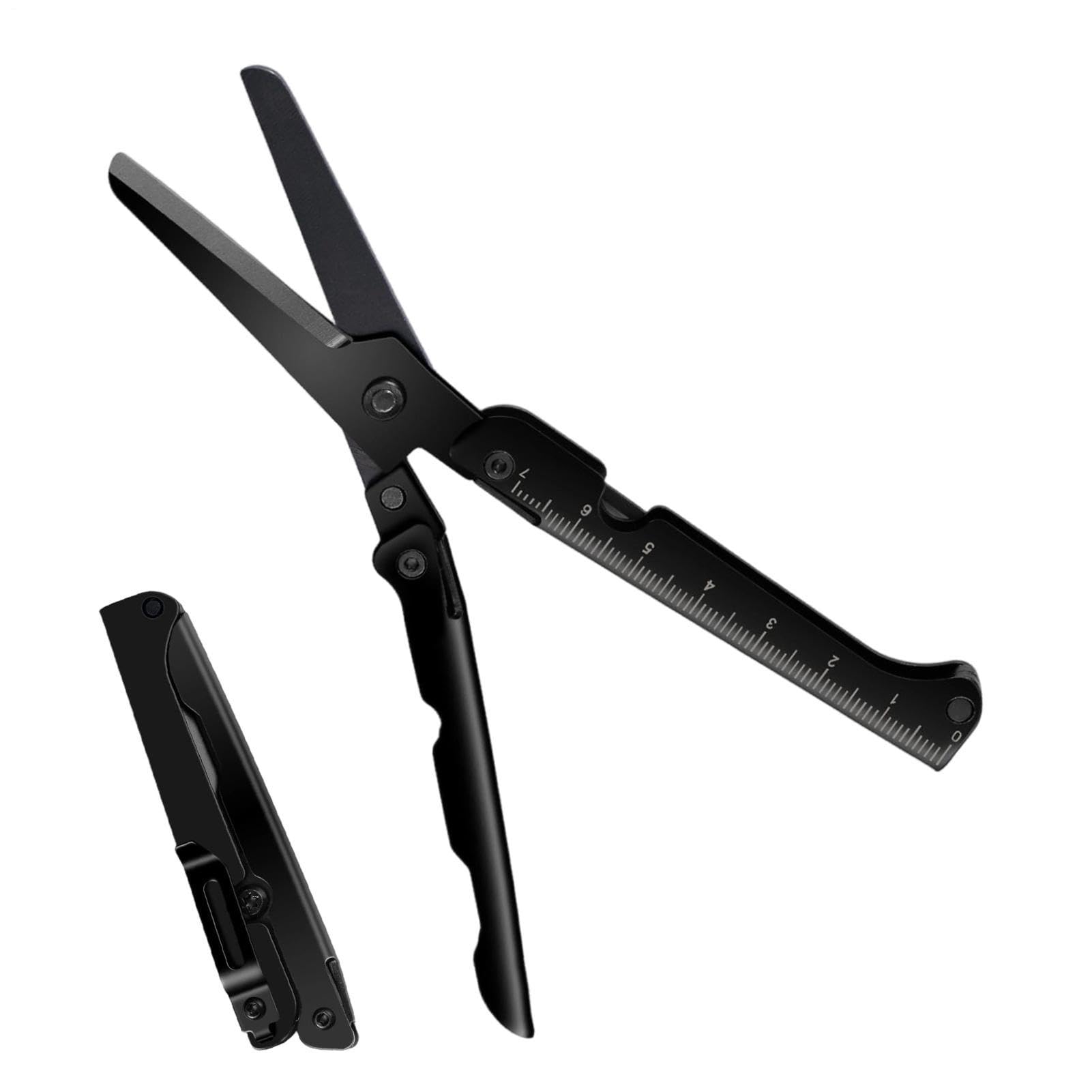 Scissors with Ruler | 2-in-1 Tool Portable Multifunction Lightweight | Folding Iron Scissors - for Camping Travel Gardening Garden Office Hiking Outdoor Cutting Nature Outdoor Activities