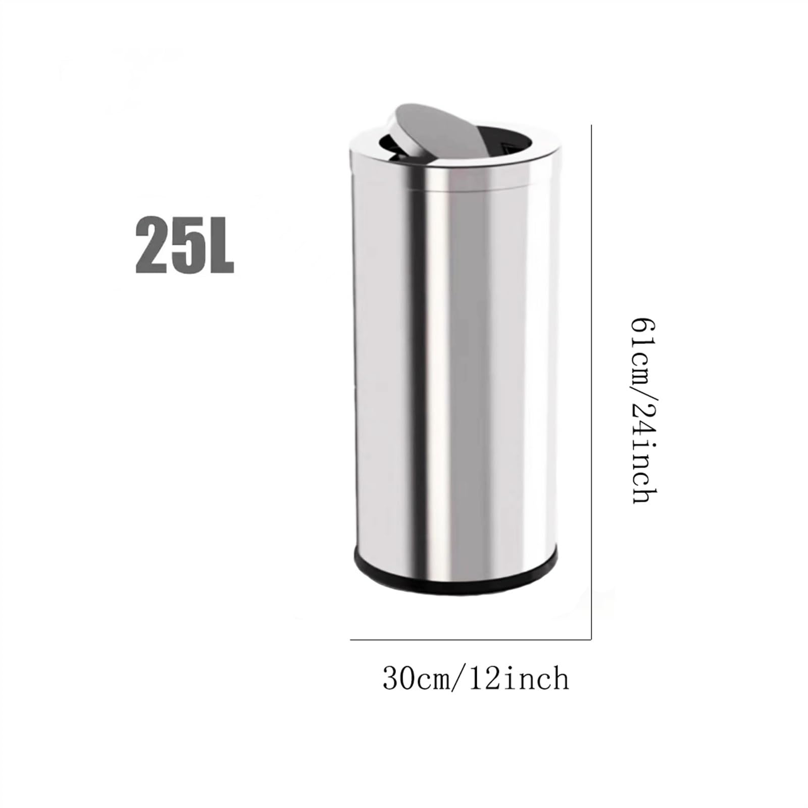 Kuchnia kosz na śmieci ze stali nierdzewnej 15L/25L/50L, gaśnica dymu, srebrny otwarty kosz kuchenny, do makulatury papierowej do biura domowego dla biura (M)