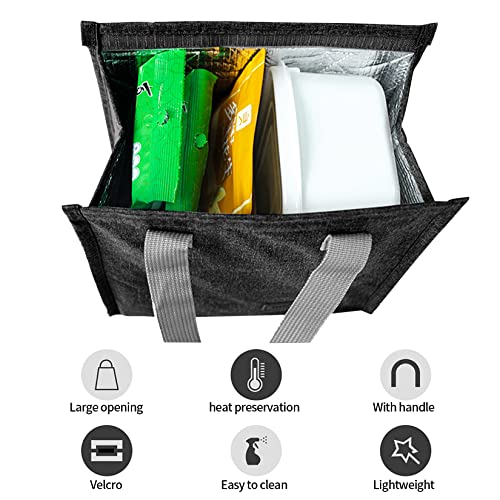 Lunchtasche,Kühltasche,Mittagessen Tasche,Isoliertasche,Tragbare Lunch-Taschen,Isolierte Thermotasche Tragetasche mit Folienfutter Wasserdichte für Herren Damen Arbeit Schule Picknick-Schwarz