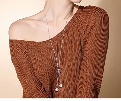 YinShan Long Chain Dainty Necklace Simple Style 925 Sterling Silver Heart Pearl Star Pendant Adjustable Y Shaped Necklace Jewelry for Women4