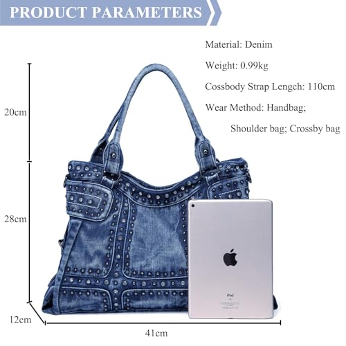 Designer Denim Handbags for Women Hobo Tote Bag Crossbody Denim Purses Blue Jean Shoulder Bag2