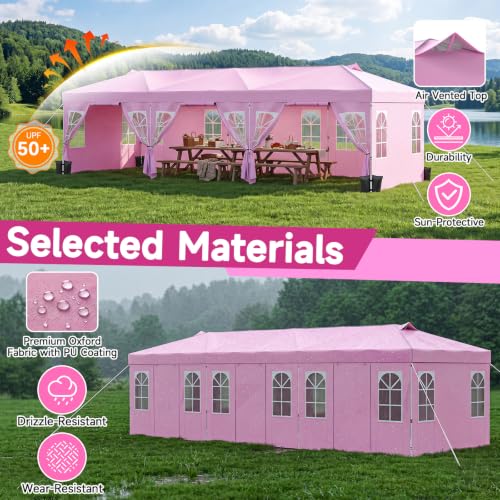 Image of Tangkula 10x30 FT Pop Up Canopy with Center Lock