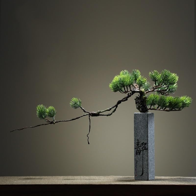Árbol bonsái Artificial pequeño, simulación de planta de Pino acogedora en maceta, oficina Creativa, jarrón de Piedra Chino, decoración de interiores para El hogar, adornos para sa