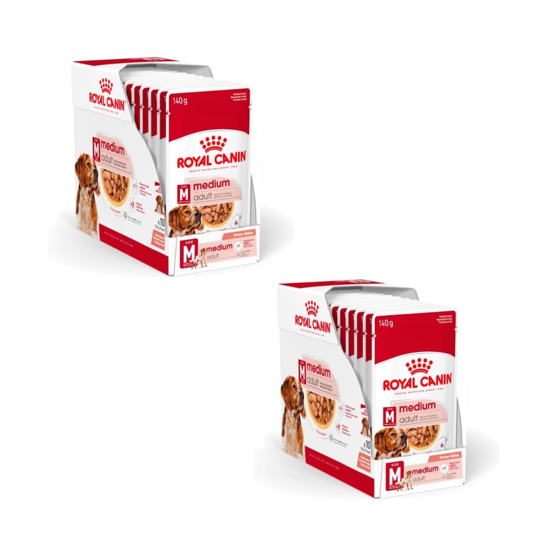 ROYAL CANIN Medium Adult | Pack Double | 2 x 10 x 140 g | Alimentation complète pour Chiens Adultes de Taille Moyenne de 11 à 25 kg | De 12 Mois à 10 Ans