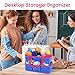 Godery Desktop Tote and Organizer, Teacher Helper Bag for Arts, Books, Stationery, Office Desk, Make-up Storage with Handles for Travel (BLUE)