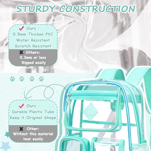 Image of PIG PIG GIRL Clear Backpack for School,Heavy Duty PVC Transparent Bookbag for Girls Stadium Approved See Through Backpack
