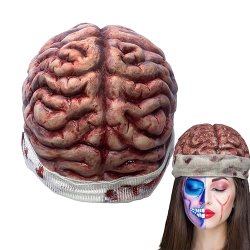 Brain Hat ? 面白いコスチューム ビーニー、ノベルティ 3D ホラー キャップ |リアルな脳デザインの帽子、ハロウィンコスプレアクセサリー、コメディパーティー小道具、女性、男性用ステージパフォーマンスフェスティバルお化け屋敷