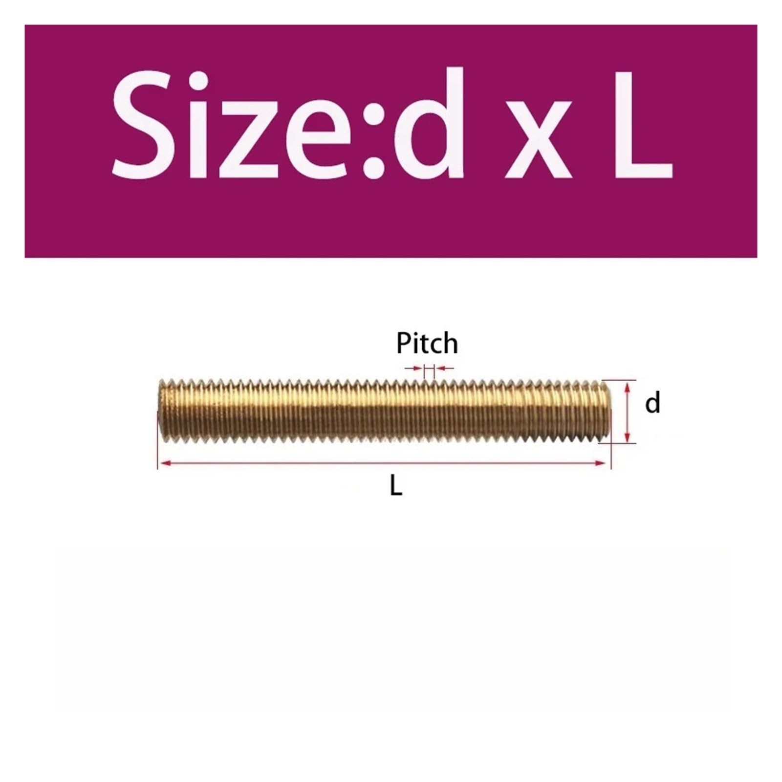 1 pieza M2 M2.5 M3 M4 M5 M6 M8 M10 M12M M14 M16 M18 M20 varilla roscada completa de latón(M14x500mm(1pcs))