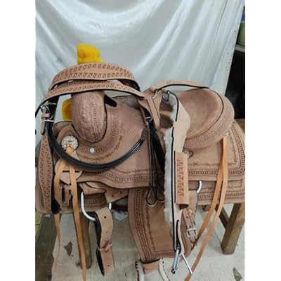 Selle de ranch western faite main avec sellerie : cuir brut noir