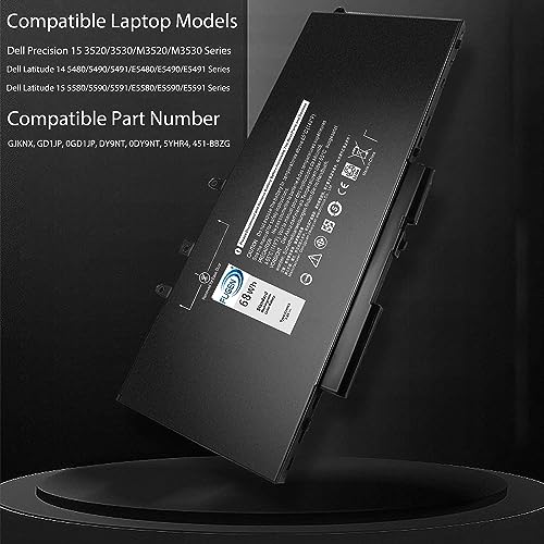 Fugen Laptop Battery for de-ll Latitude 5580, 5480, 5280, 5290, 5590, 5490, 5491, 5495, 5591 Part No. GD1JP, GJKNX, 0GJKNX, FPT1C, KCM82, DV9NT,... - Image 2