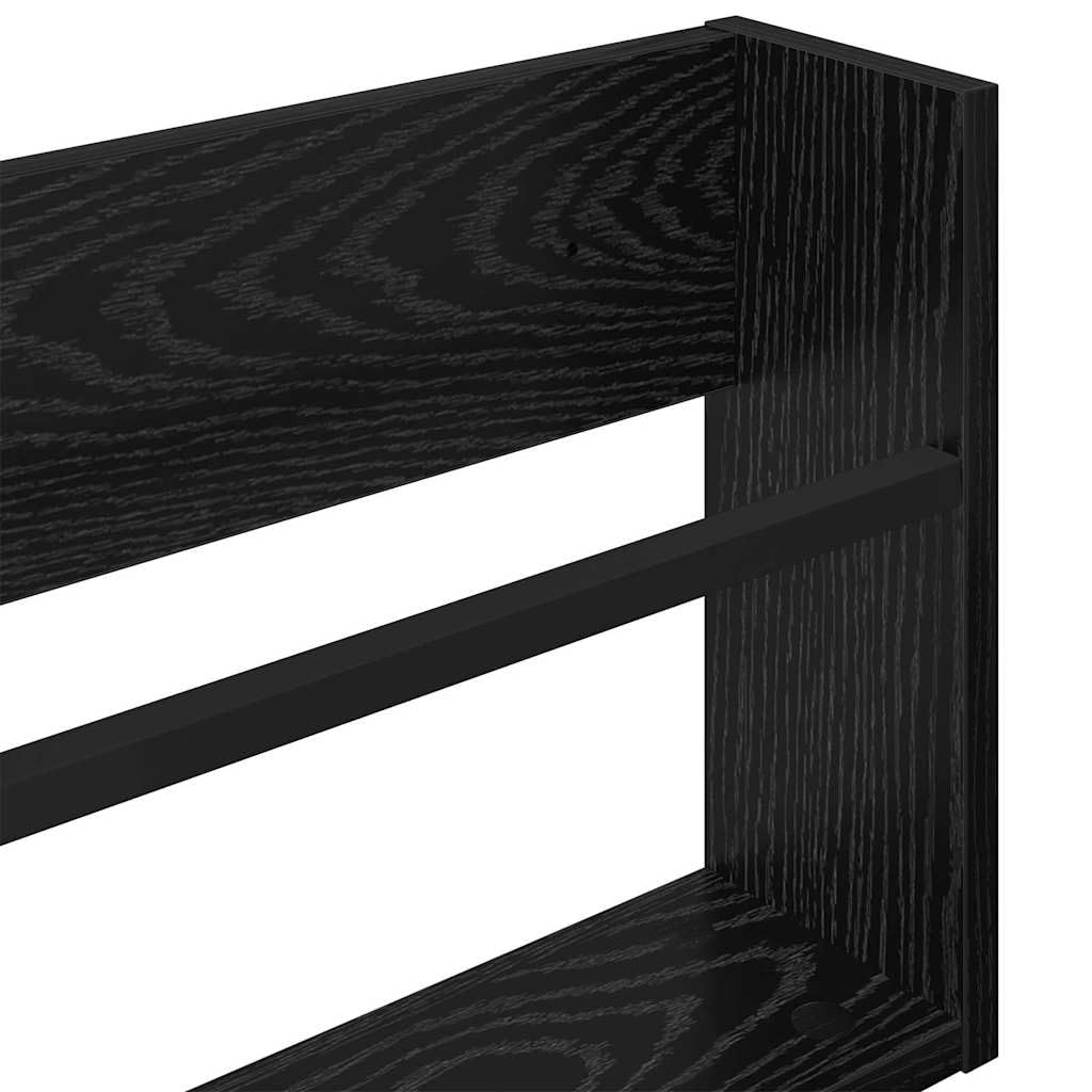 Wandmontiertes Zeitschriftenregal Schwarz Eichen-Optik 80 x 12 x 30 cm | Holzwerkstoff, Platzsparend, Pflegeleichte Oberfläche, Vielseitig für Büro und Wohnzimmer