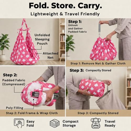 Image of VParents Sleeping Essentials with Mosquito Net & Spring, Sunny (Pink)