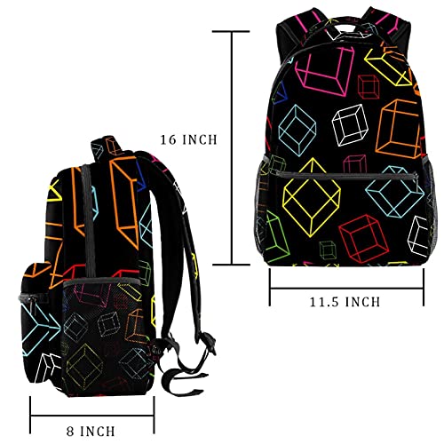 Sac à dos cubique à poches multiples et design géométrique coloré
