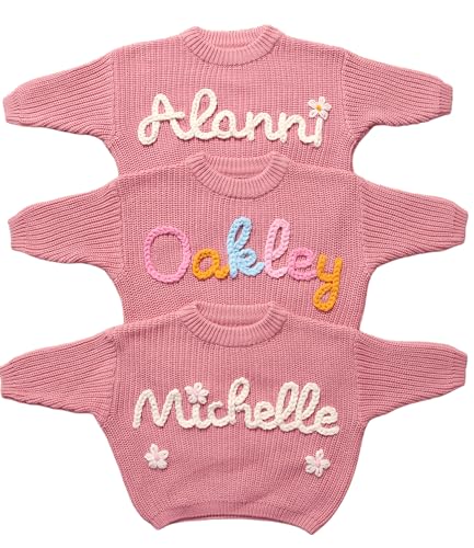 Personalized Newborn Girl Outfit,Custom Name Baby Girl Sweater,Knitted Baby Clothes, for Girl Boy,Personalized Baby Gifts for Birthday Multicolor