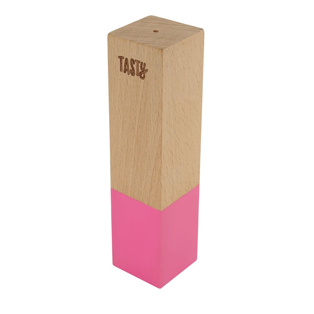 Tasty 678730 Moulin à poivre design en bois, poivrier rectangulaire, poivrière design, poivrière en bois, Bois, Rose, 14 x 3,​5 x 3,​5 cm