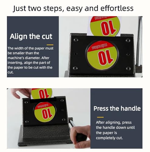 Manual Circle Cutter for Badges, 25mm Round Punch Die Cutter Tool, Graphic Badge Maker for Custom Medals, PVC Cards & Round Signs, Easy to Use Button Cutting Tool