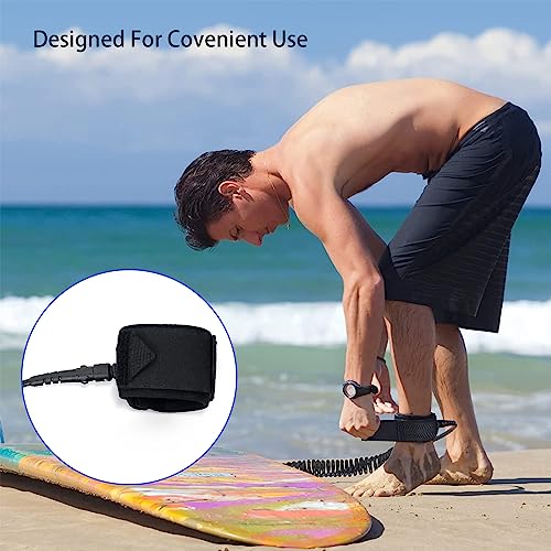 Foto von xiaowanwan Leash Sup,7mm Surf Leash,360° Drehung Surf Coiled Fußschlaufe,Sicherheitsleine Surfen,Surfboard Leash für Stand Up Paddle Board,Longboard,Bodyboard (Schwarz)
