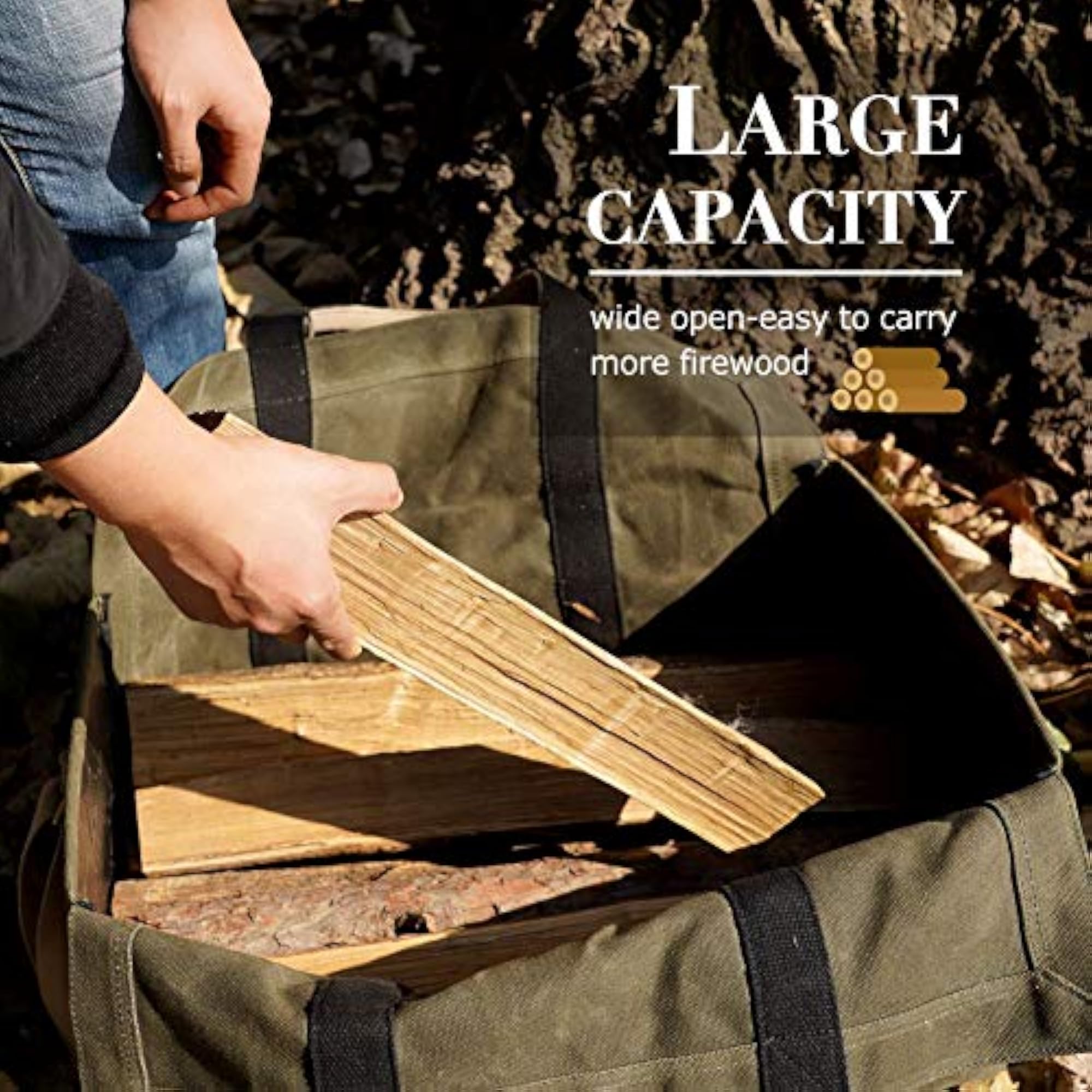 22oz Waxed Canvas Firewood Carrier Tote
