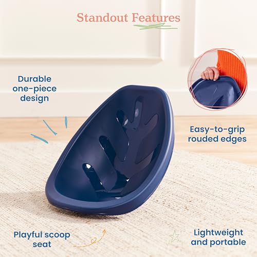 Image of ECR4Kids Plastic Leaf Scoop Floor Rocker Seat, Classroom Furniture, Navy, 6-Piece