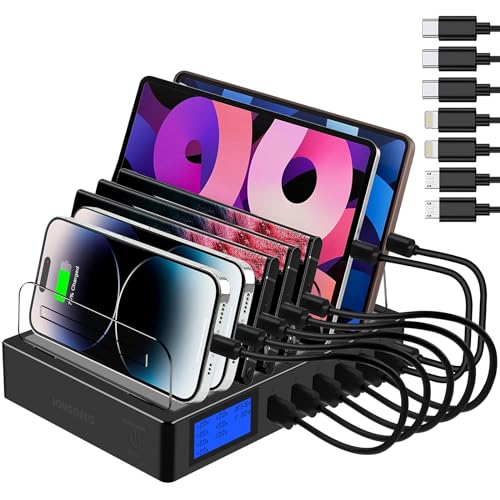 Station de Charge Rapide PD20W QC3.0 avec Ports USB Multiples, Station de Charge 7-en-1 pour Plusieurs Appareils avec Écran LCD Compatible pour iPhone iPad...