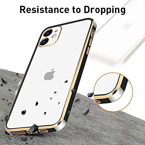Image of MIDOS Back Cover Compatible with iPhone 14 Chrome Case Soft Silicone Transparent Electroplated Cover for iPhone 14 (Black)