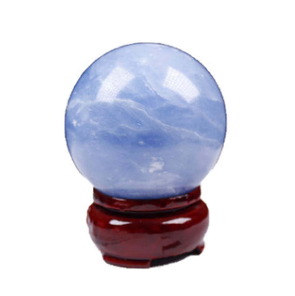 Natural Healing Quartz Crystal Blue Celestite Sphere Gemstone Ball 60mm Natural Sculpture Figurine with Stand