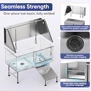 Flying pig 50 stainless steel pet dog grooming bath tub with walk in ramp accessories right doorleft drain  urban country home decor