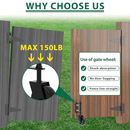 Image of 4.3 inch Heavy Duty Gate Wheel 360 Rotation Gate Wheel with Spring Loaded Shock Absorption Gate Caster Gate Kit for Fence, Farm, Garden and Wooden Gate 150 Lbs Capacity (1Pack)