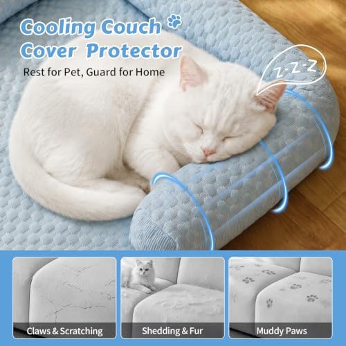 Cooling Pet Bed Mats with Neck & Head Support, 31.5 x 23.62 inch Blue - 3