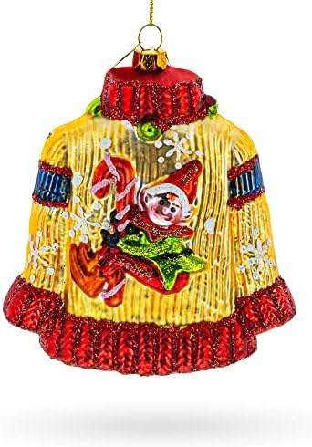 Festive Holiday Sweater Blown Glass Christmas Ornament - Image 5