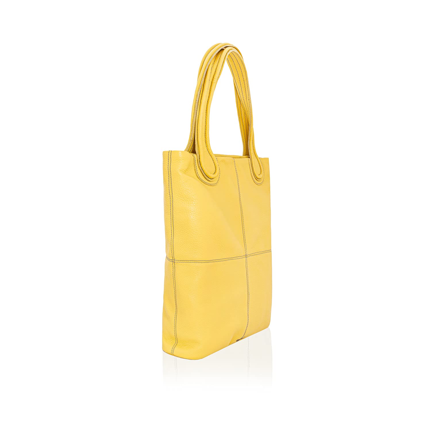 Bolsa Bolso de mano de piel para mujer, diseño Magnifica, grande, color amarillo