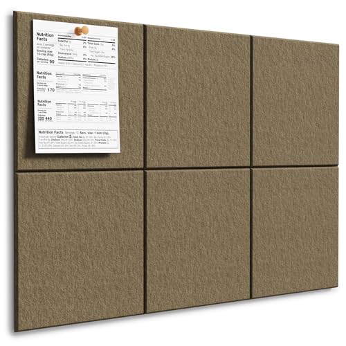 Image of MaxGear Felt Bulletin Board 36 inch x 24 inch, Espresso Felt Wall Tiles Push Pins