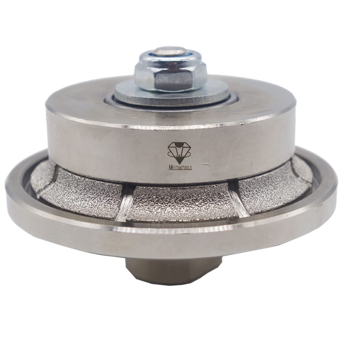 MOSTARTOOLS 3/16” B5 Edges Demi Half-Bullnose Medium Vacuum Brazed Diamond Hand Profiler Granite Router Bit Profile Wheel with 5/8-11 Thread for