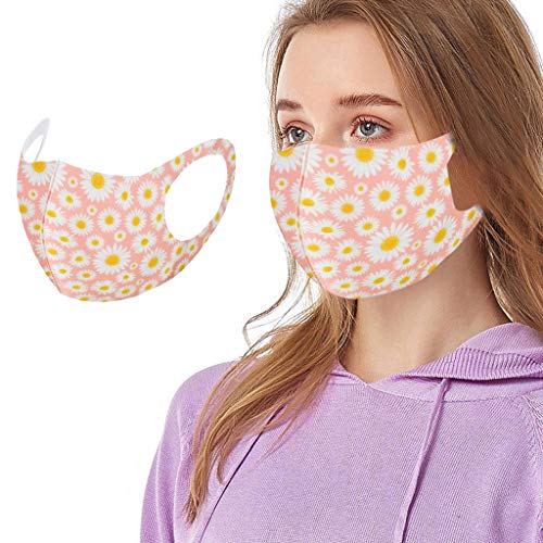 5PC Face Protection for Adults Reusable Washable Face Bandanas Printing Masquerade with Elastic Strap Earloops Breathable Dustproof for Women and Men Office Daily Use