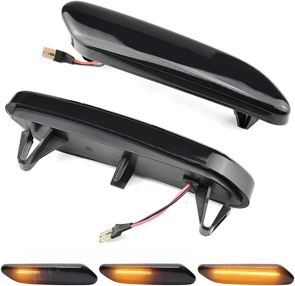 Sequential Front Fender Side Marker Turn Signal Light Led Repeater Indicator Blinker Lamp Compatible with MINI Cooper R60 COUNTRYMAN R61 PACEMAN, Clear Lens Amber Color
