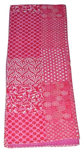 YUVANCRAFTS Kantha Patch Work Cotton Quilt Indian Bedspreads (Twin_Multicolour)