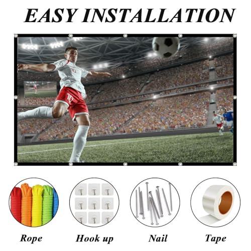 Aininxun Projektor Leinwand 100 Zoll - 16:9 HD Projektionswand für Heimkino und Outdoor - Beamer Screen für Camping