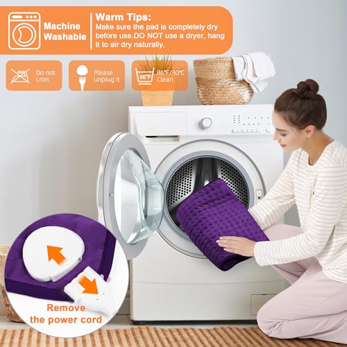 Image of Deepsoon Heating Pad,Electric Heating Pads for Back,Neck,Moist Heating Pad for Abdomen Shoulder Knee Legs,Dry /Moist Heat&Auto Shut Off,Mother's Day Birthday for Men and Women,Dark Purple,33x17 Inch