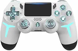 Controle Sem Fio RGB para PS4, PS3, PC, Bluetooth, 6 Eixos, Vibração Dupla, LED Multicolorido, Bateria 600mAh