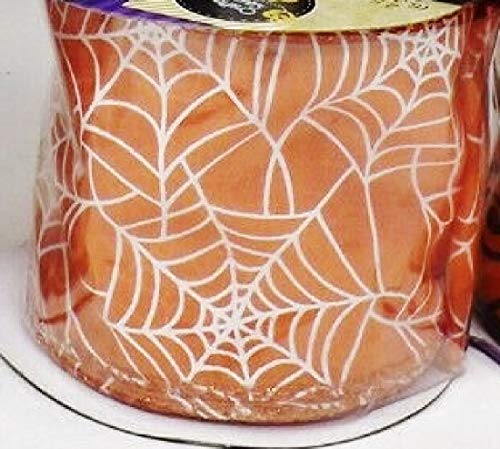 Cinta Halloween Telaraña Naranja Blanca 2.5" x 9 pies miniatura 1