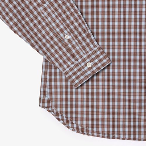Lacoste Camisa masculina de popelina xadrez, Mirra/Multico, GG