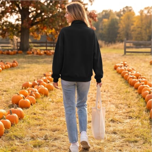 Oversized Sweatshirt for Women Quarter Zip Fleece Mock Neck Pullover Shirt - image 8