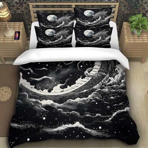 Housse de couette dragon mythique lit 140x200cm effet 3D - 5