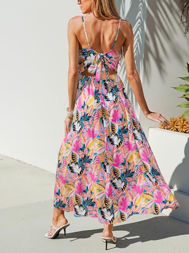 Image of CUPSHE Women's Maxi Dress Floral Print Twisted V Neck Sleeveless Long Dress Summer Casual Dress