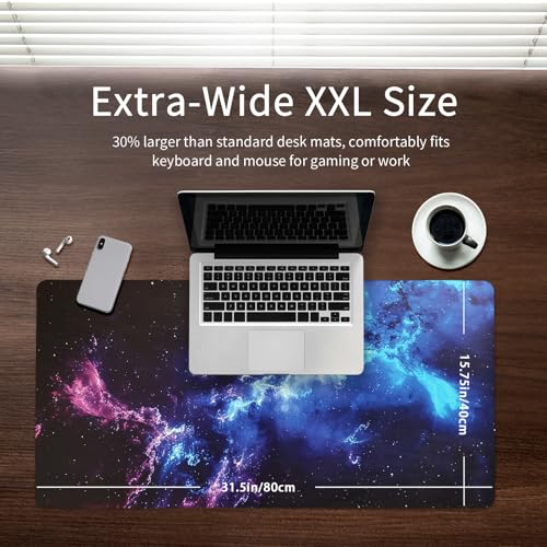 Galaxy Large Desk Pad,Gaming Mouse Pad,31.5 x 15.75 inch,XXL Waterproof&Non-Slip Extended Desk Mat, Keyboard and Mouse Pad,Big Desk Pad Mat for Gaming,Office,Home - Image 5
